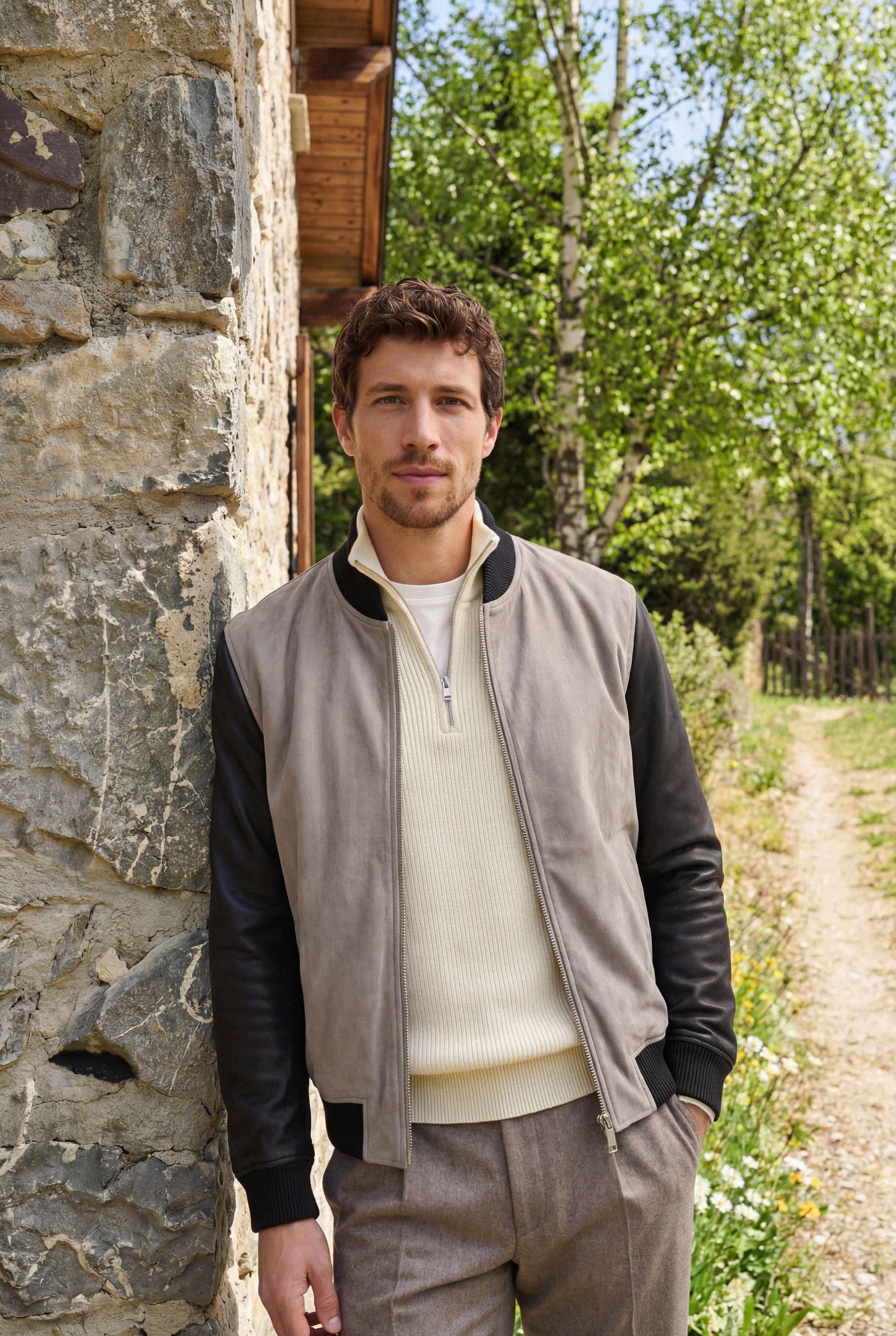 Ribbed Funnel Neck Jacket